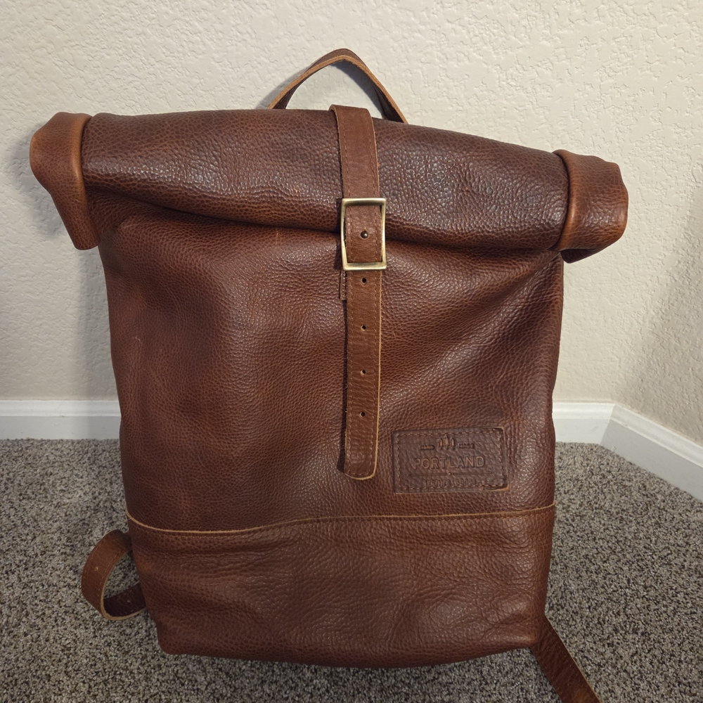Portland Leather Goods Leather Roll-Top Backpack